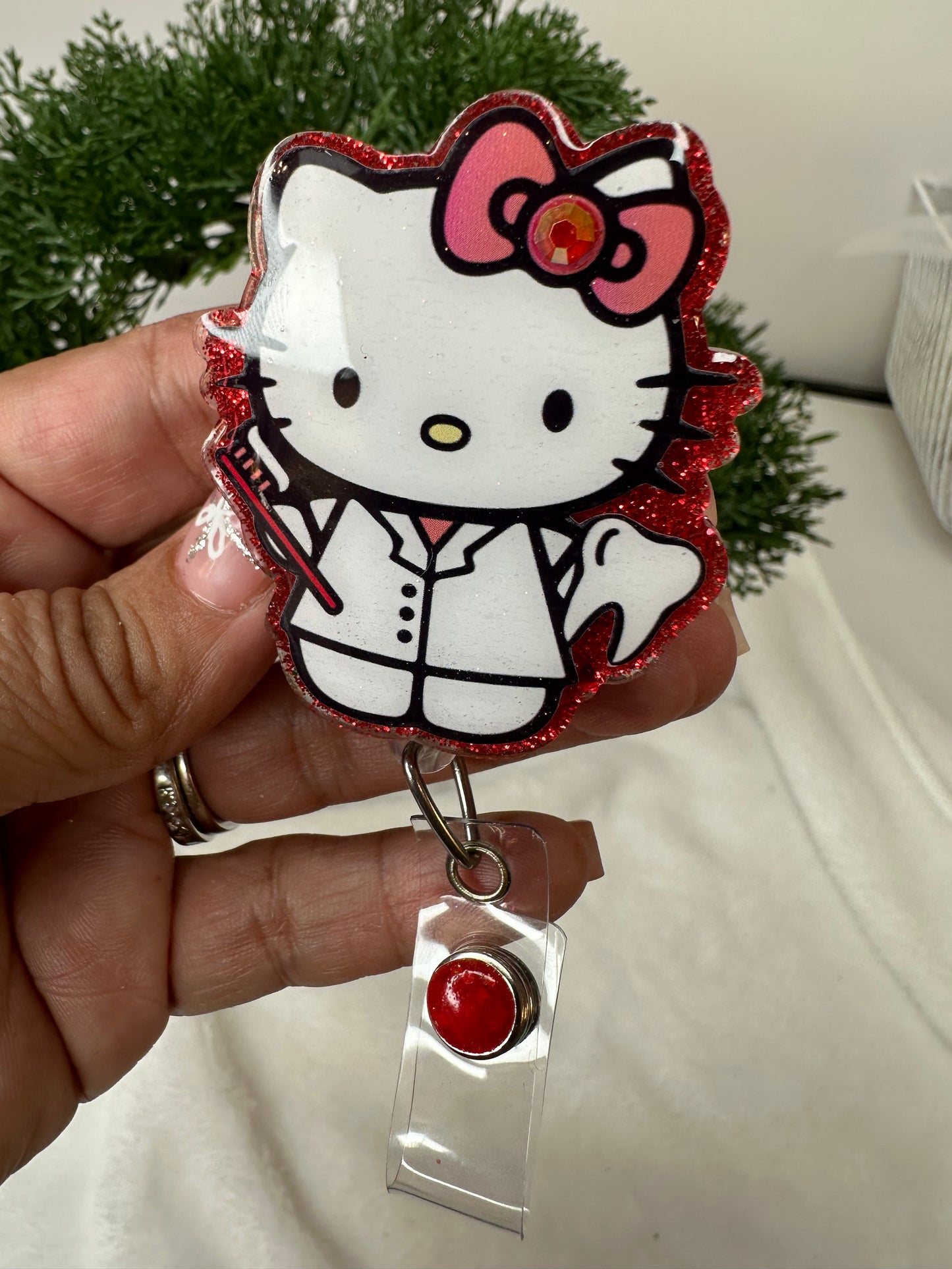 Red Kitty Dental Assistant Badge Reel