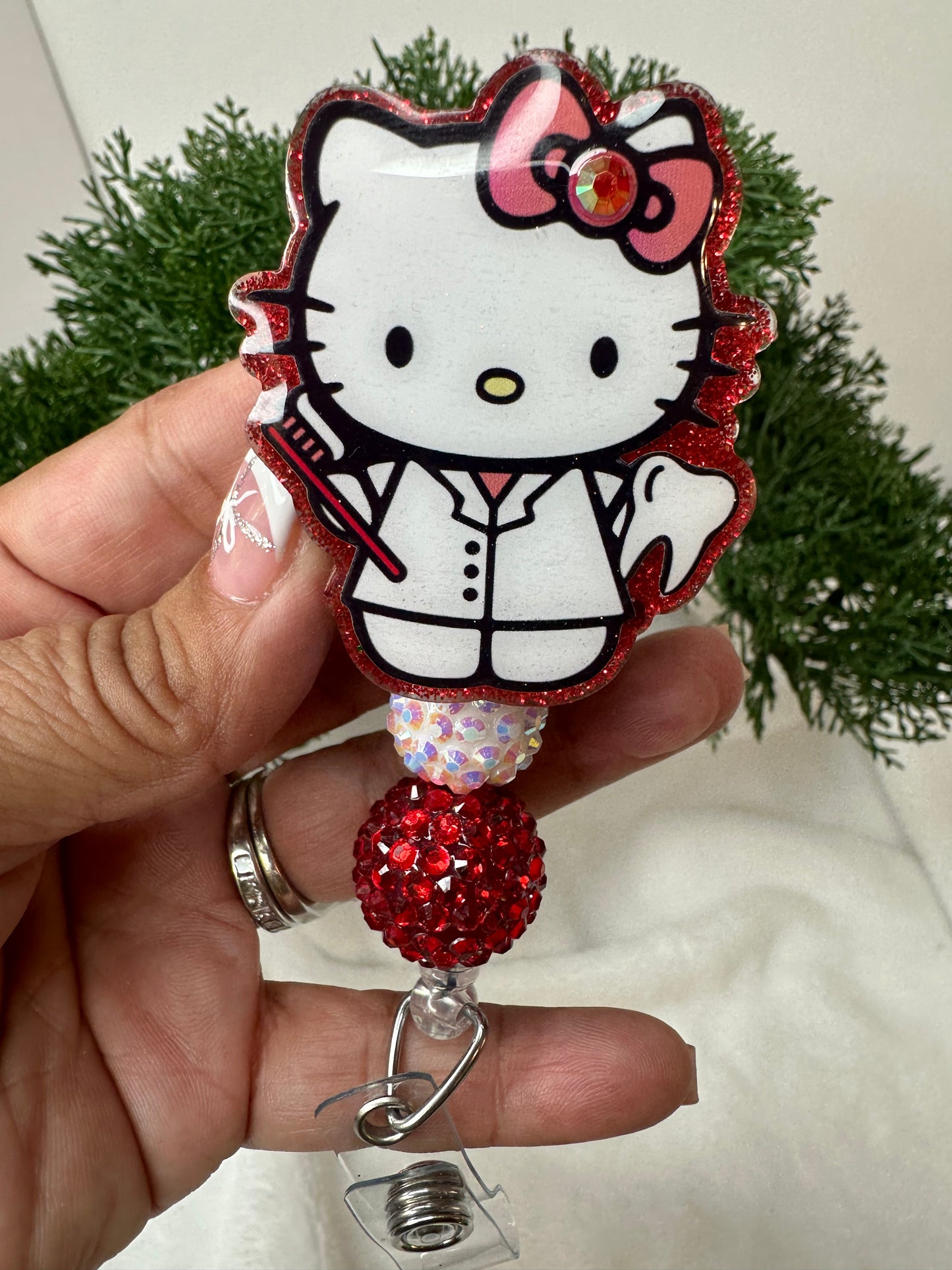 Red Kitty Dental Assistant Badge Reel