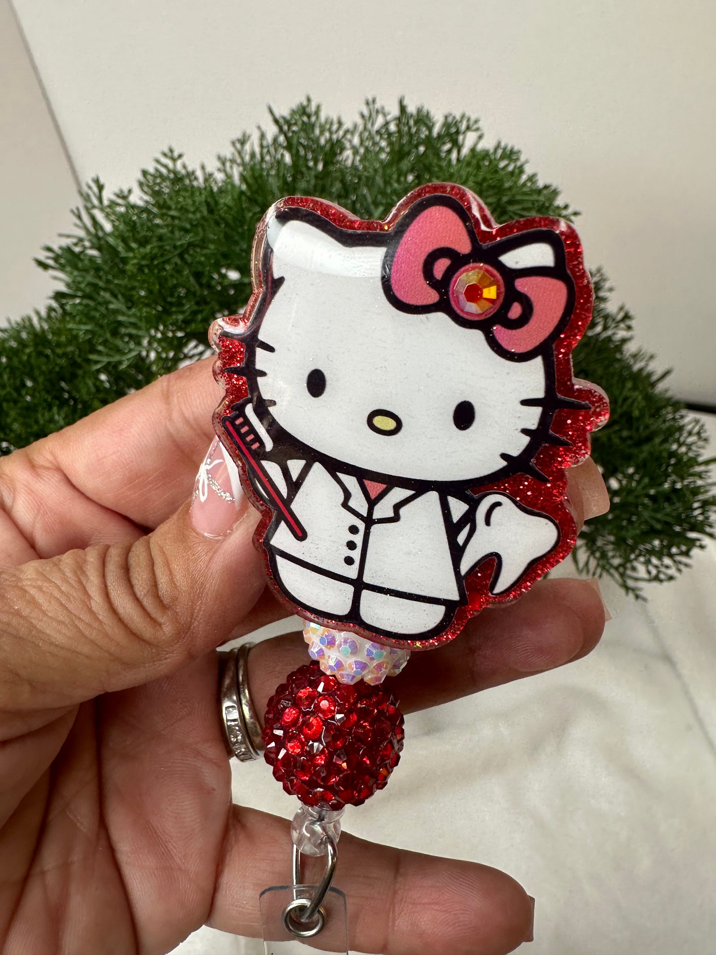 Red Kitty Dental Assistant Badge Reel