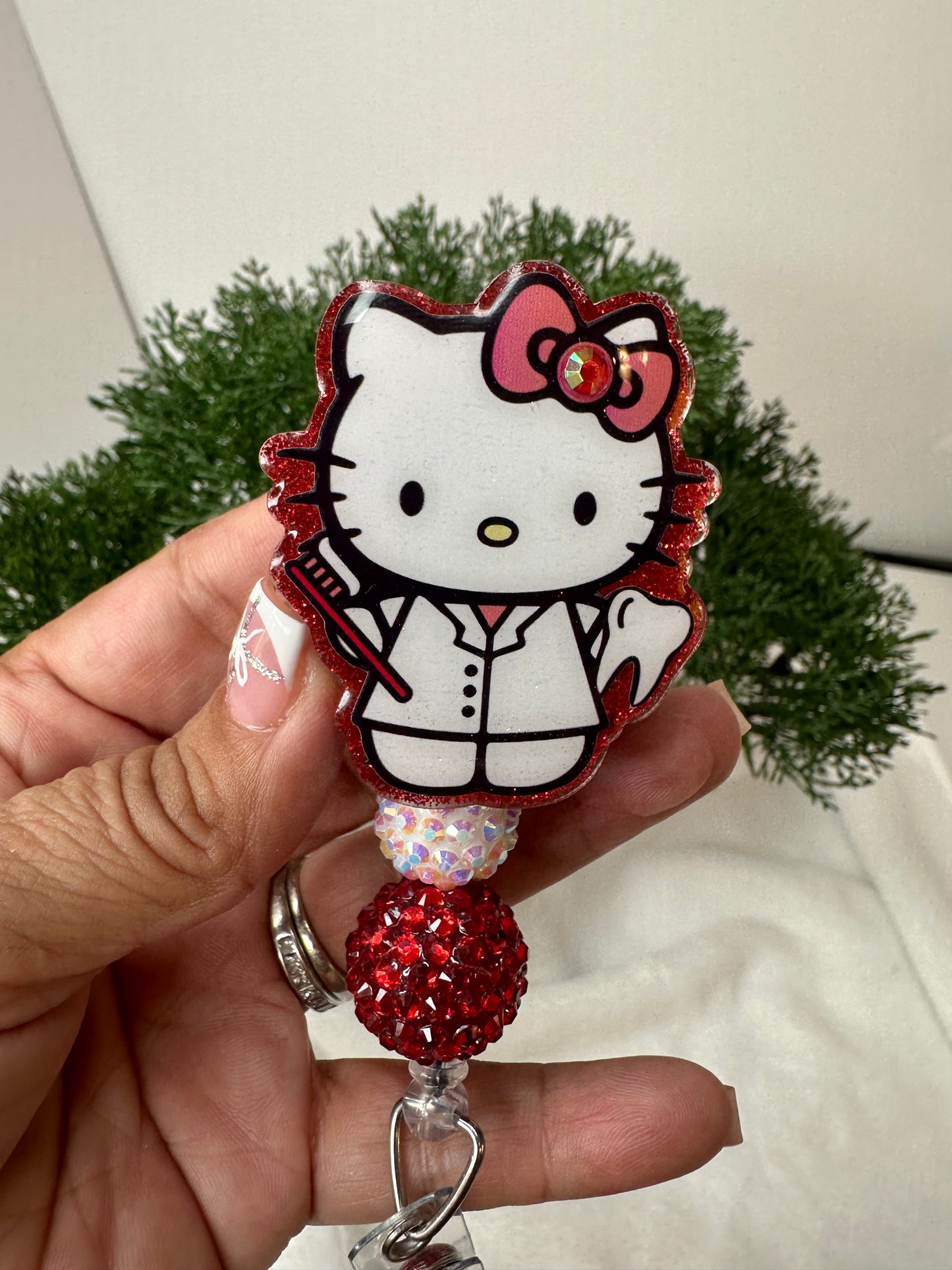 Red Kitty Dental Assistant Badge Reel