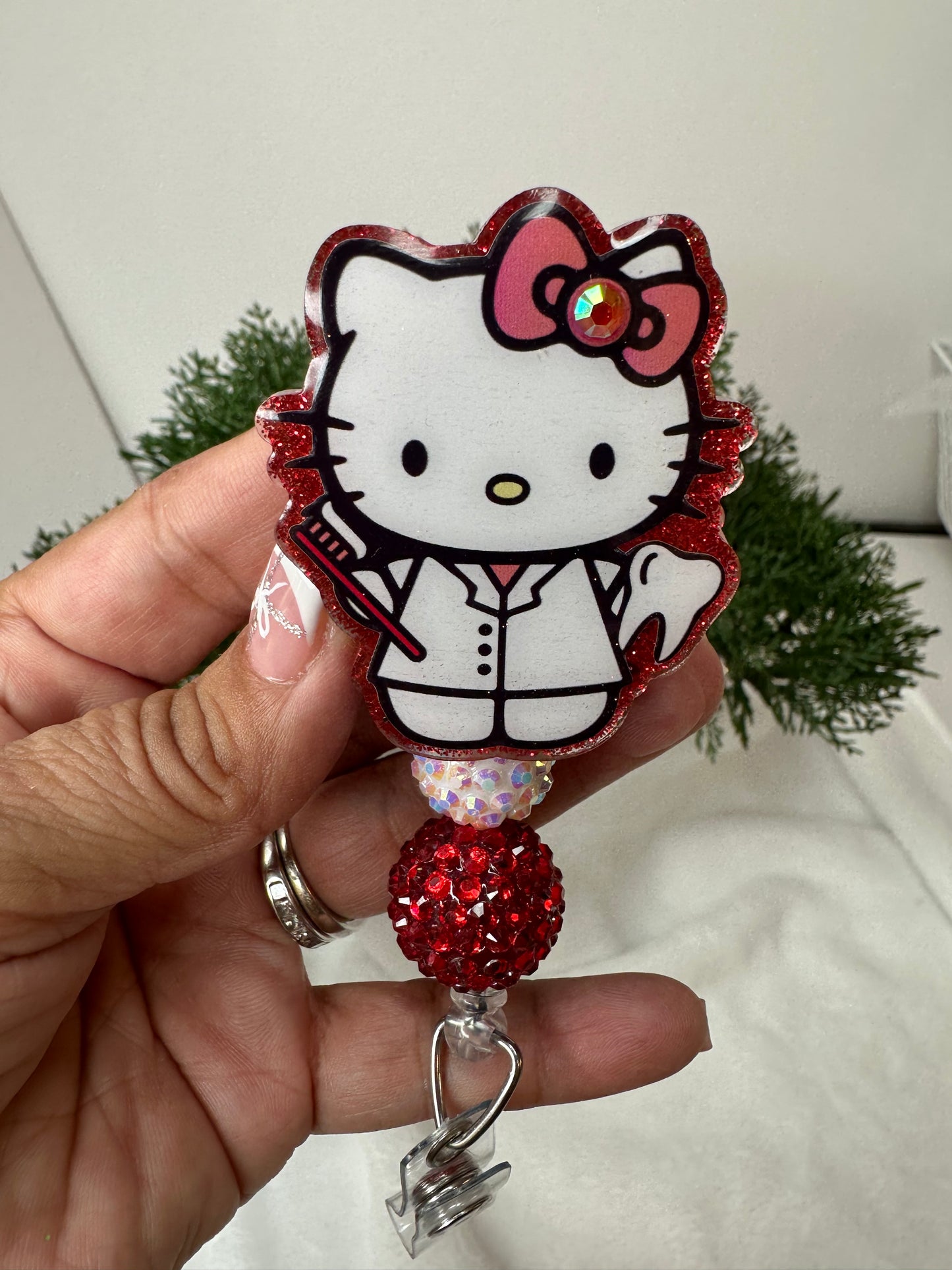 Red Kitty Dental Assistant Badge Reel