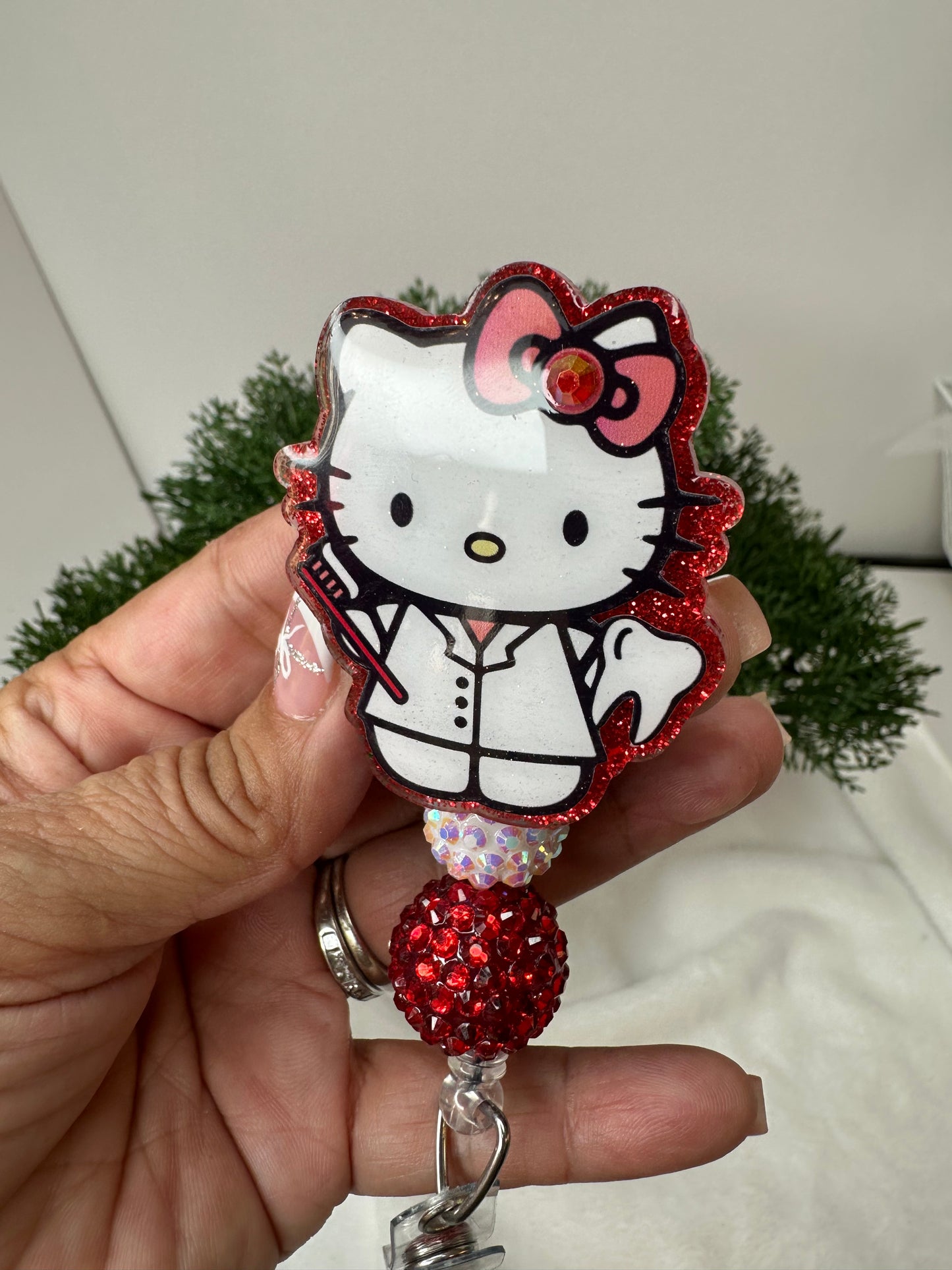 Red Kitty Dental Assistant Badge Reel