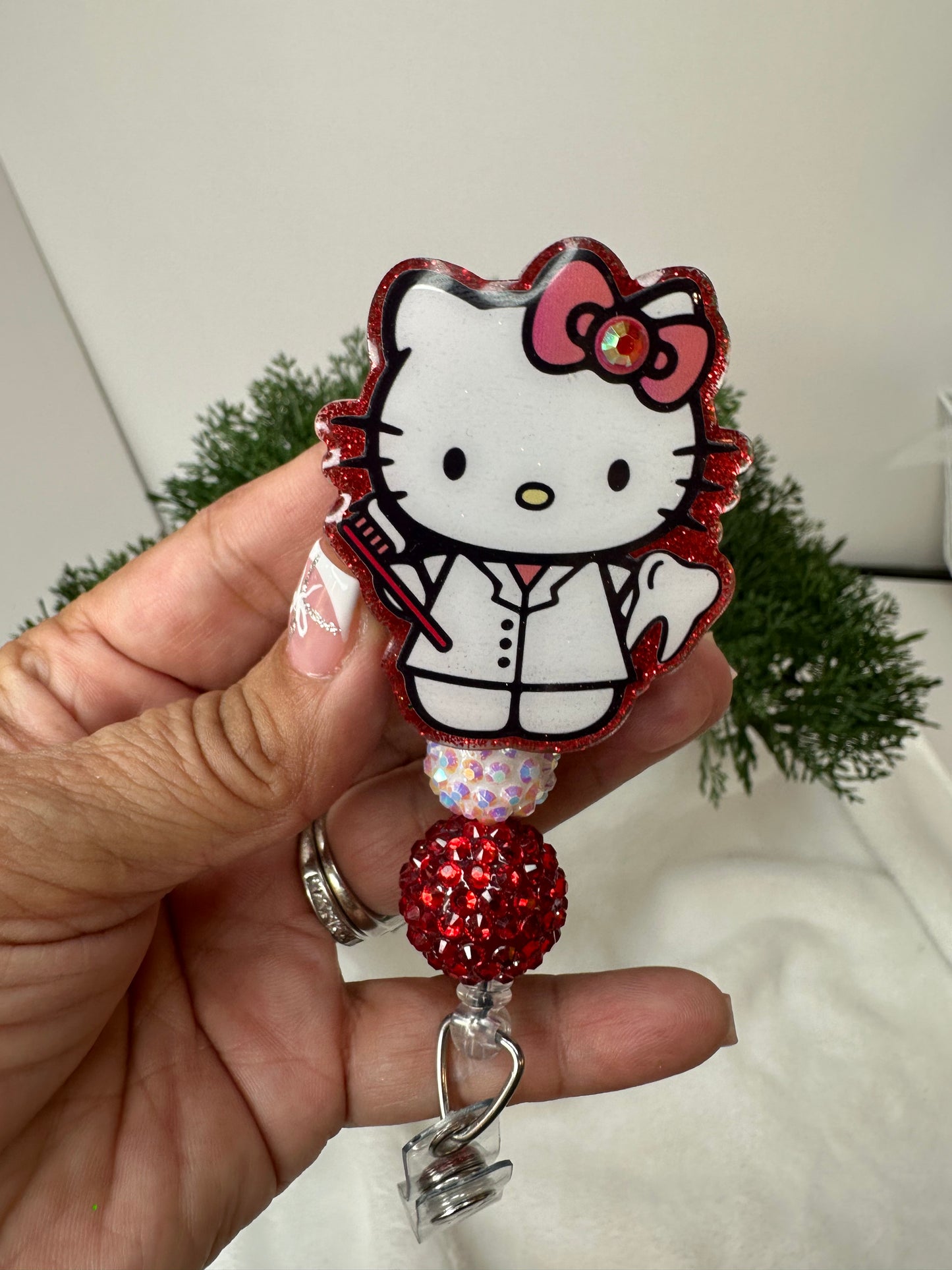 Red Kitty Dental Assistant Badge Reel