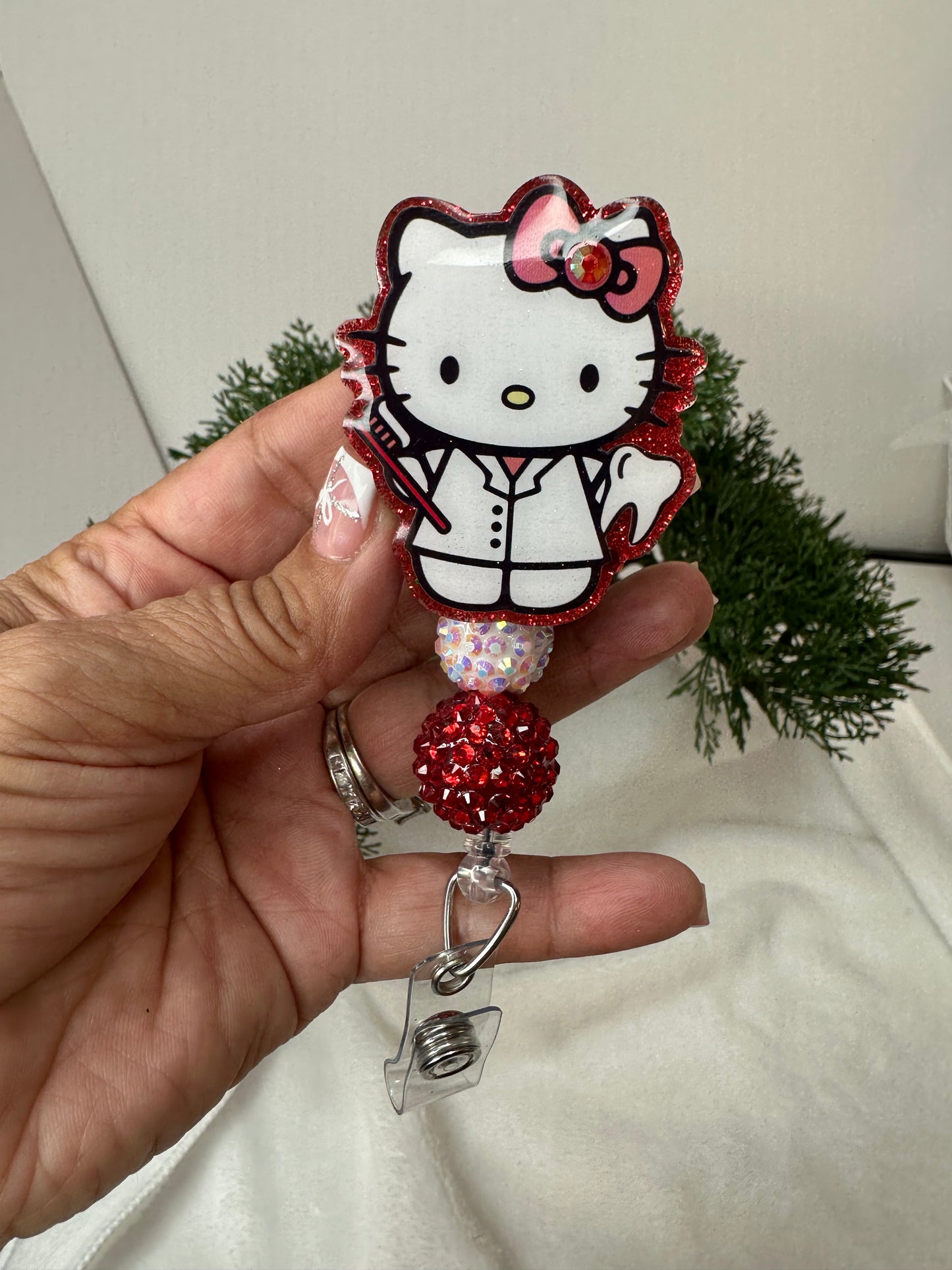 Red Kitty Dental Assistant Badge Reel