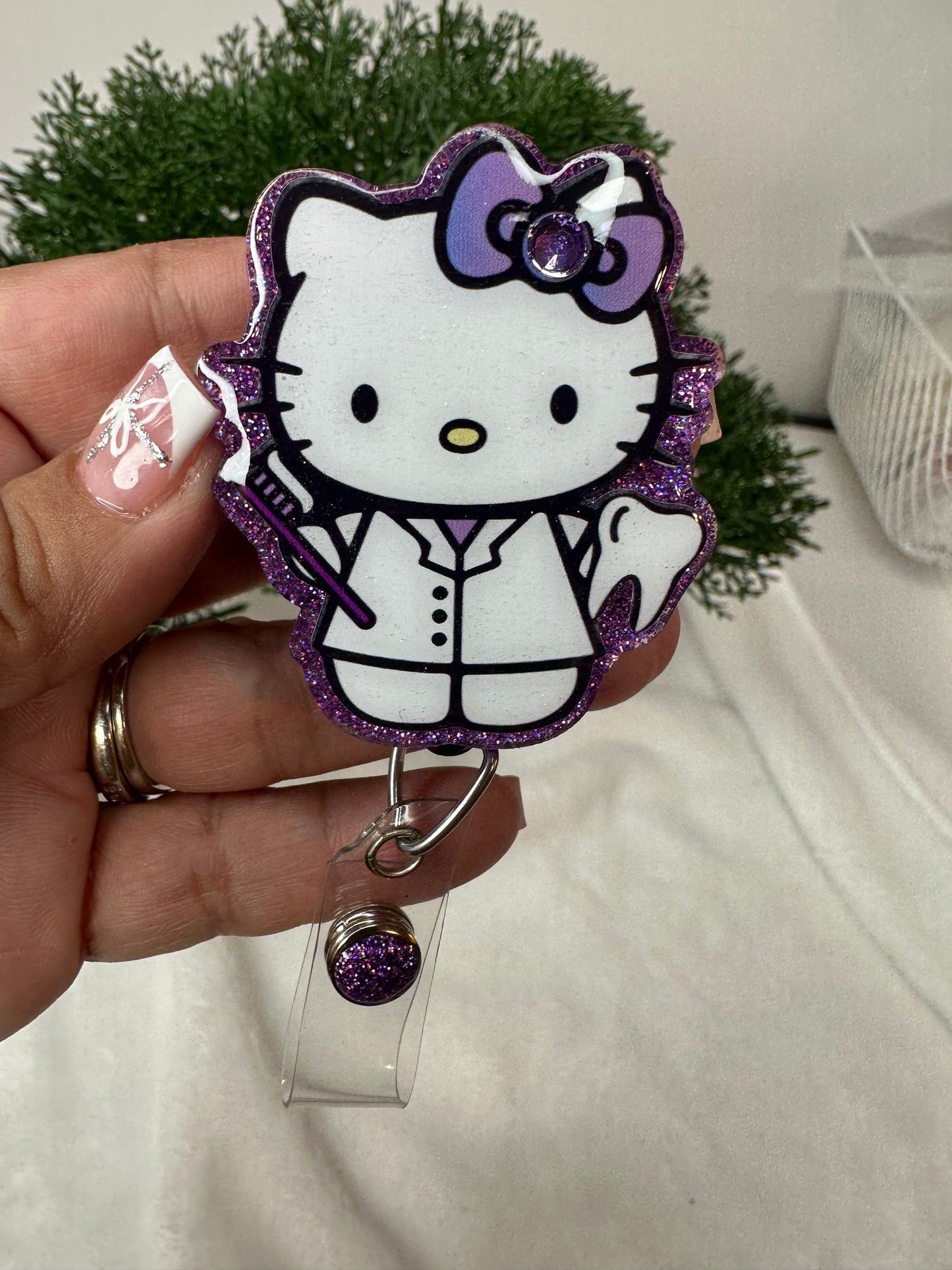 Purple Kitty Dental Assistant Badge Reel