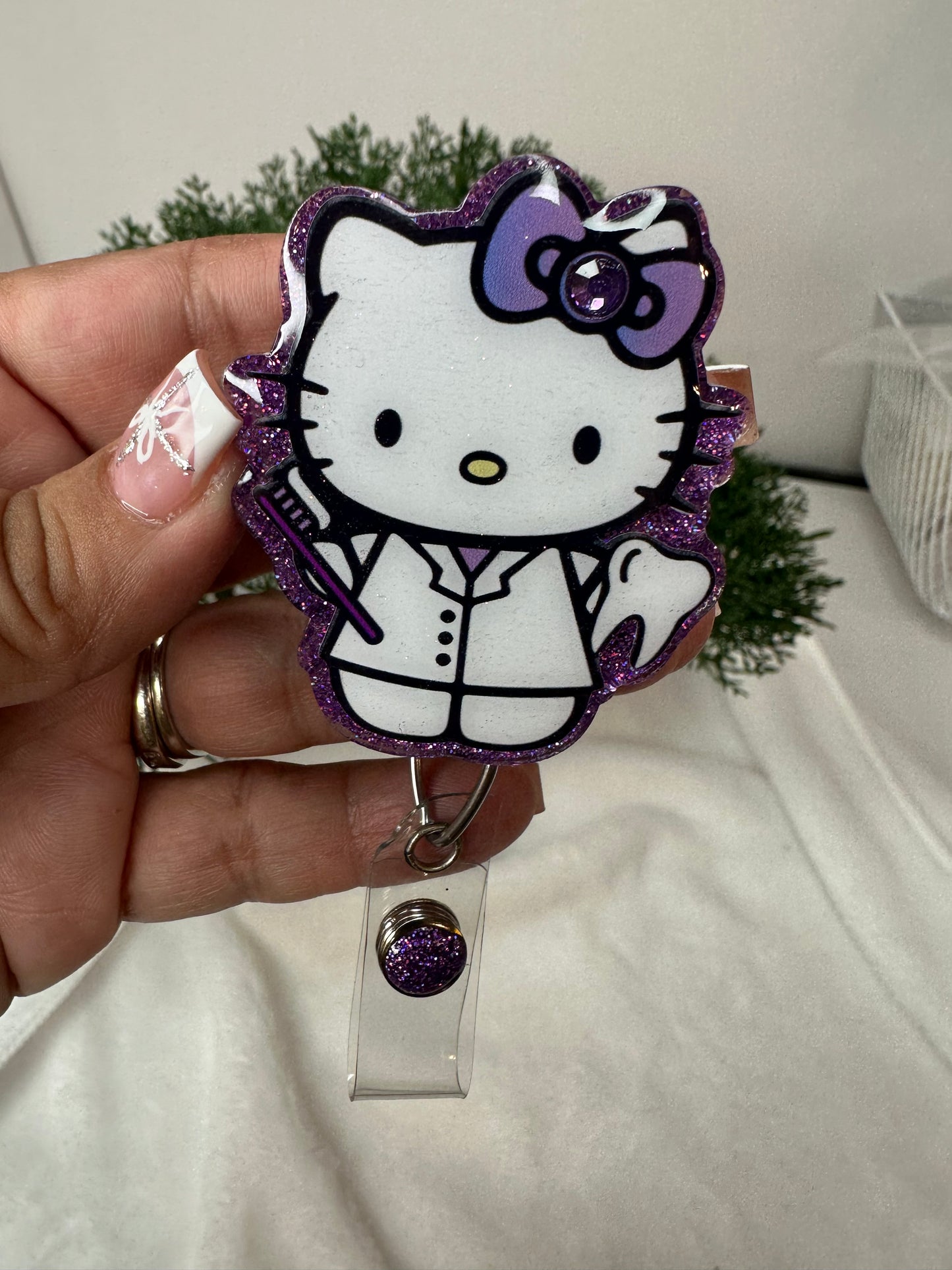 Purple Kitty Dental Assistant Badge Reel