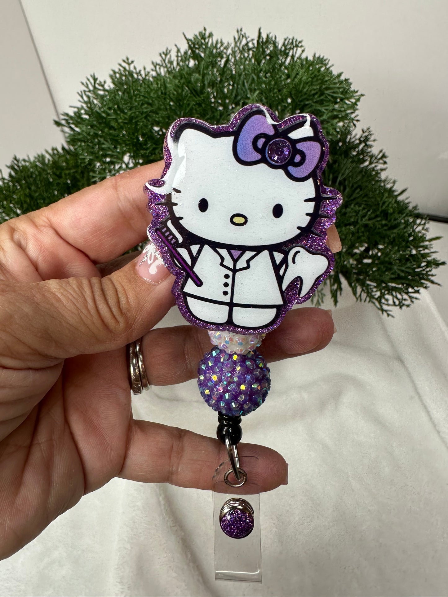 Purple Kitty Dental Assistant Badge Reel