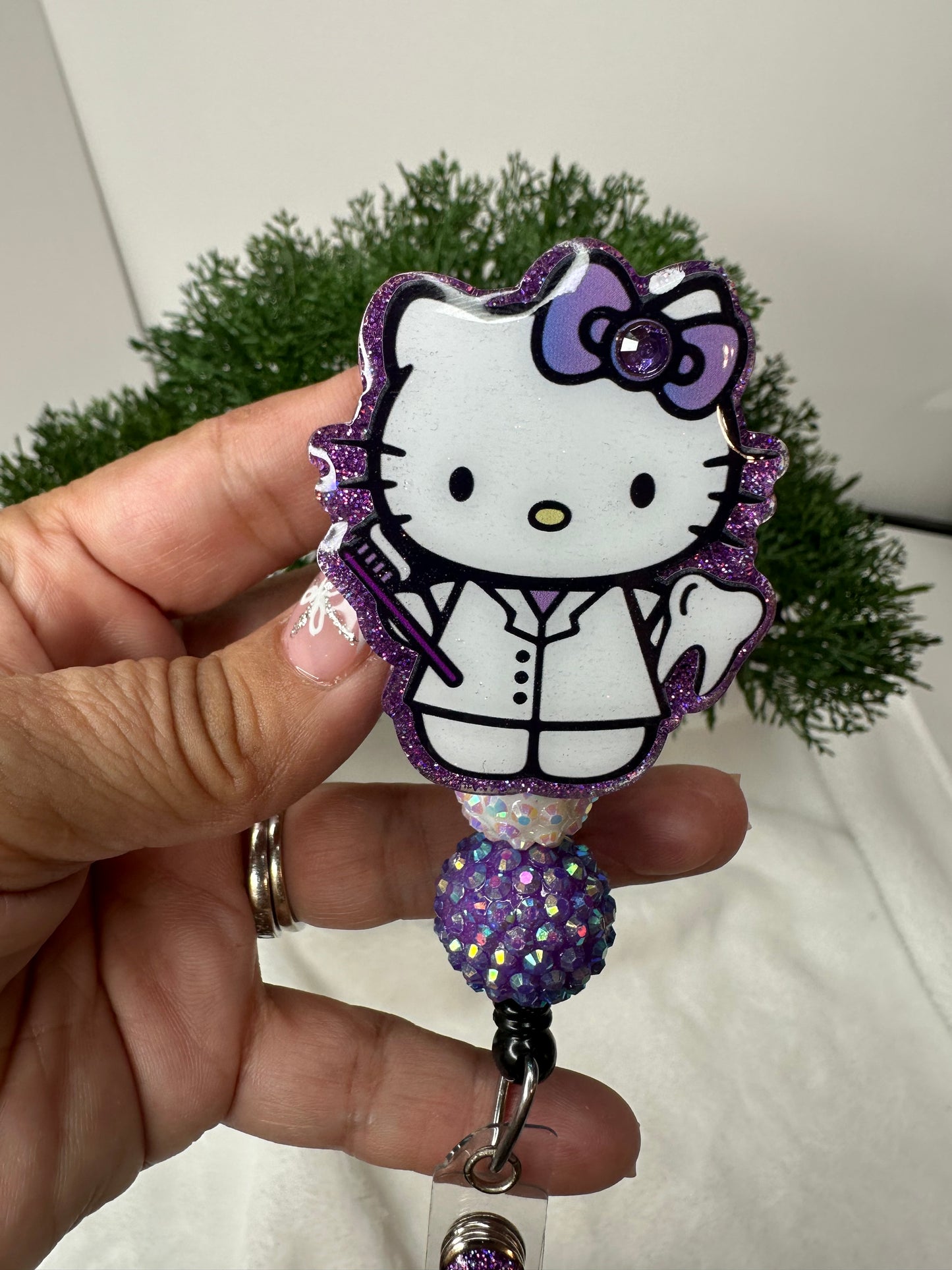 Purple Kitty Dental Assistant Badge Reel