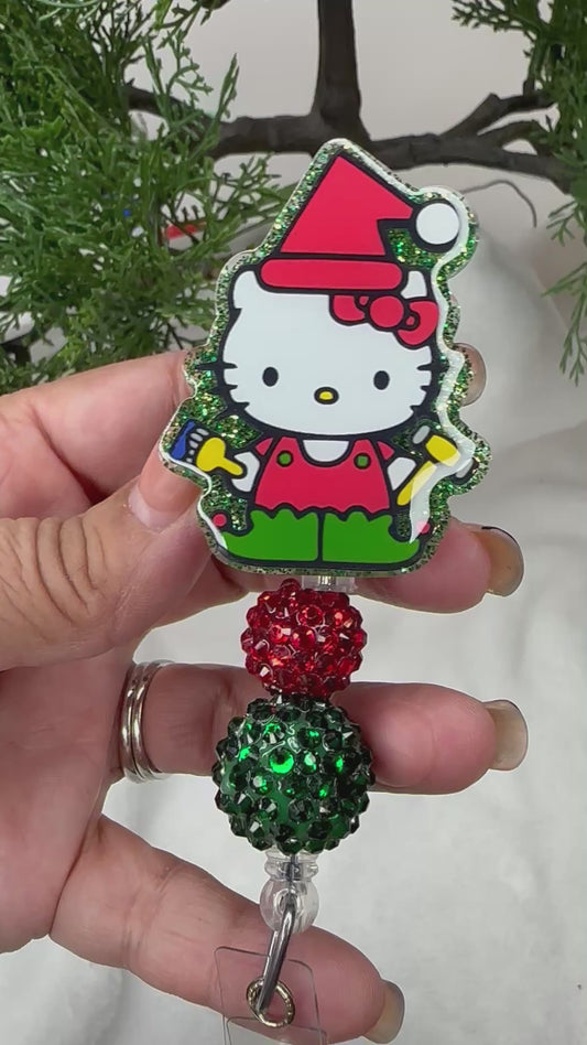 Christmas Elf Kitty Badge Reel