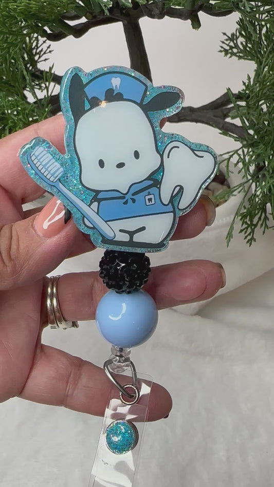 Pochacco Dental Hygienist Badge Reel