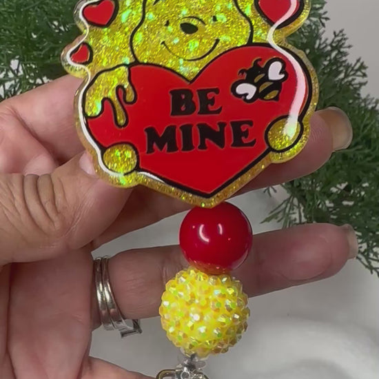 Pooh Be Mine Badge reel - valentines day pooh badge reel