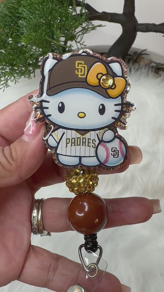 HK Gold and Brown Baseball Badge Reel