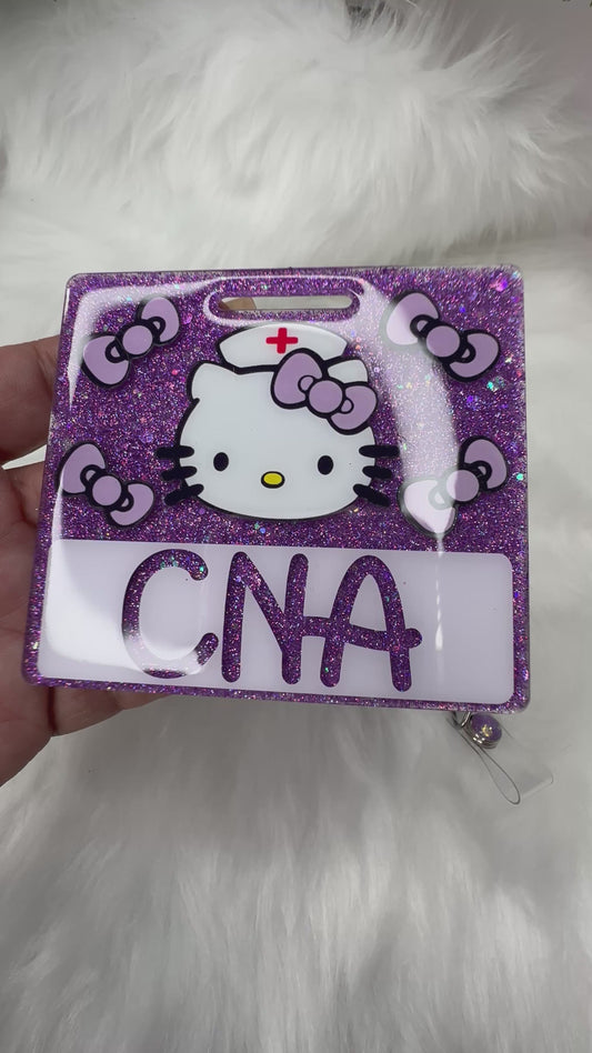 Purple Kitty Nurse Badge Buddy Set