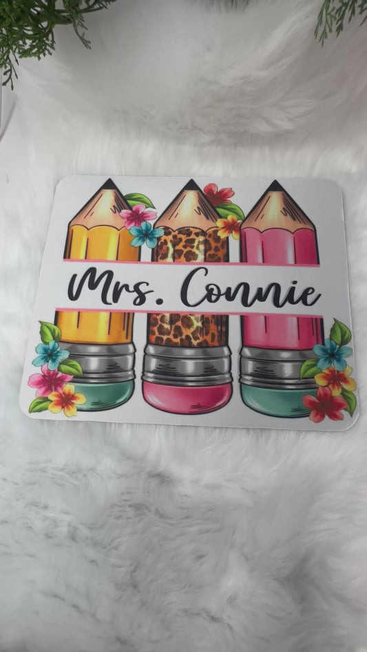 Teacher Floral Pencils Mouse Pad