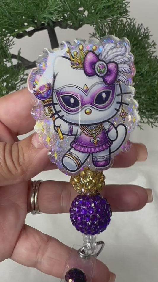 Kitty Mardi Gras Badge Reel