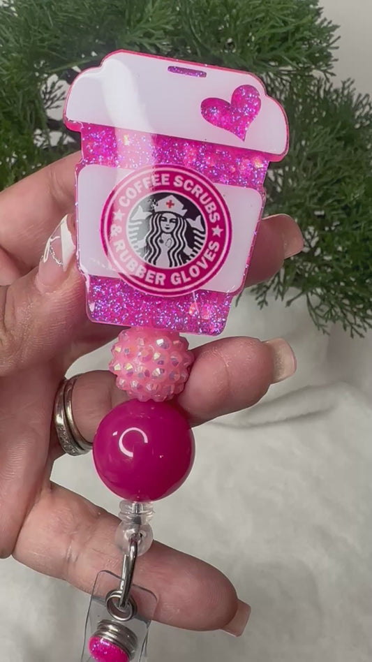 Coffee Scrubs and Rubber Gloves Badge Reel