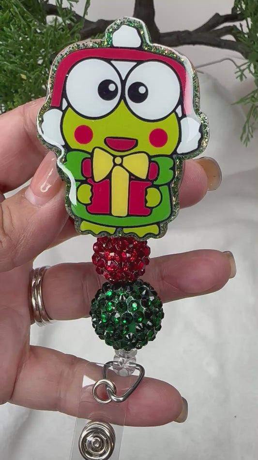 Christmas Kawaii Frog Badge Reel