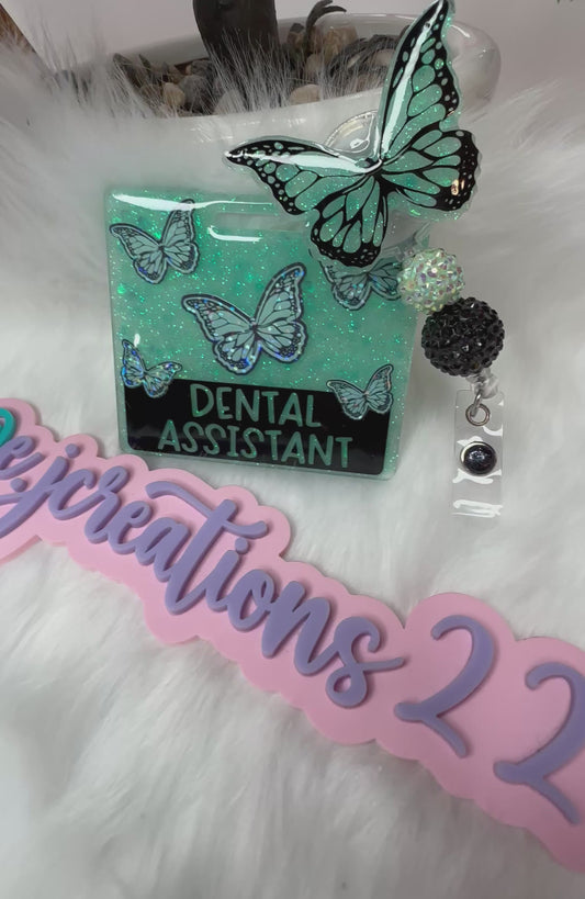 Butterfly Dental Assistant Badge Buddy Set