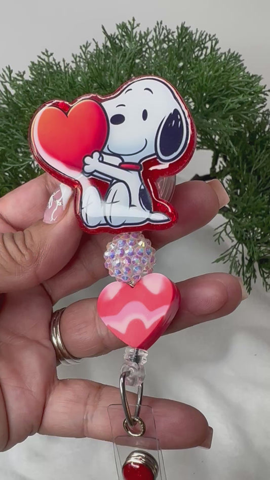 Valentine Pup Badge Reel