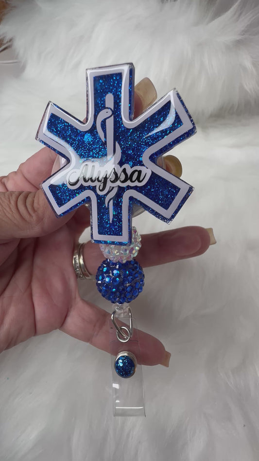 Personalized Star of Life / EMT Badge Reel