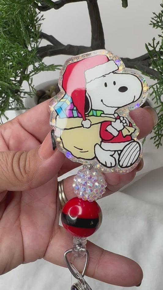 Santa Puppy Badge Reel