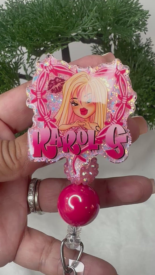 Karol G Bratz Doll Badge Reel