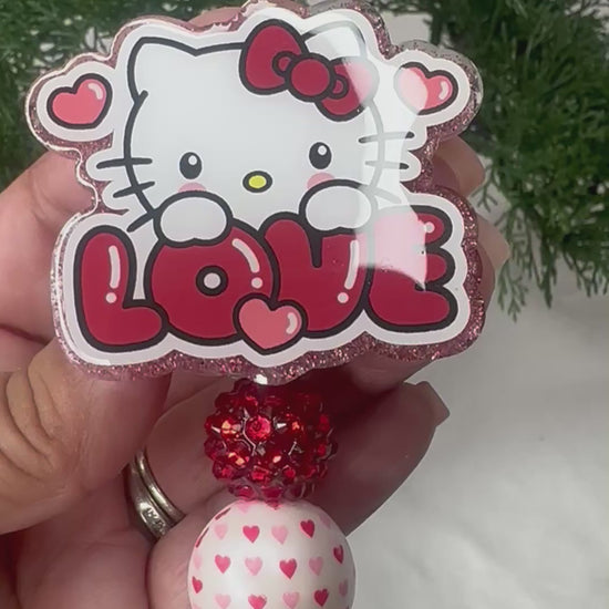 LOVE kitty Badge Reel - Sanrio valentines' day badge reel